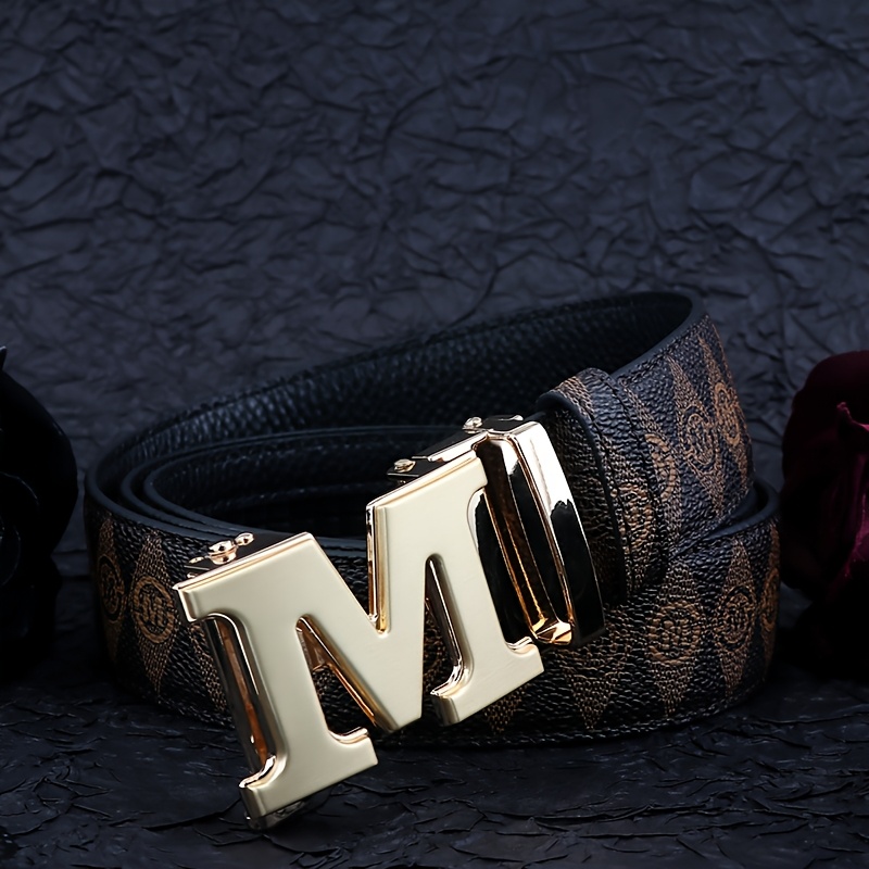Minimalist Retro Men's Belt Alloy Buckle Printed Waistband